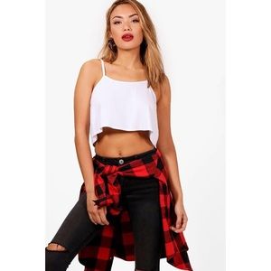 White flowy cropped swing tank top